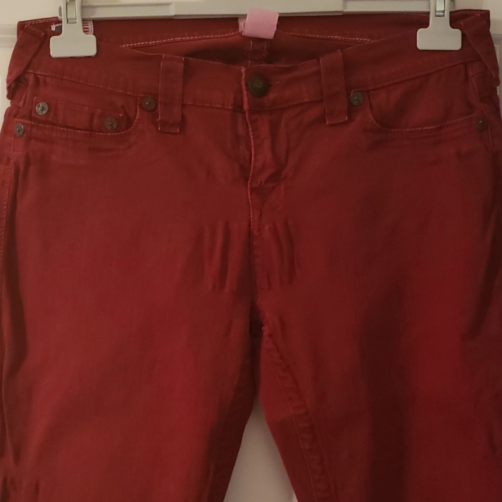 30 Red Stretch True Religion Slimcut Jeans